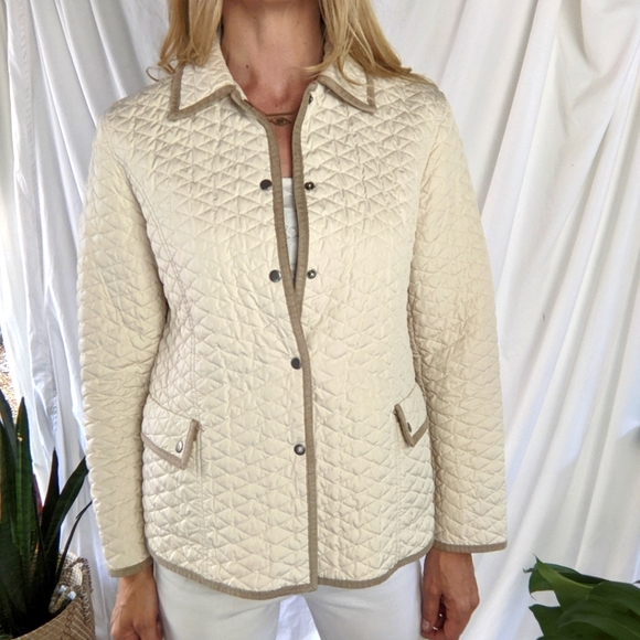 SIGRID OLSEN SPORT | Quilted Jacket | Cream Tan Trim | Size Medium - Picture 16 of 16